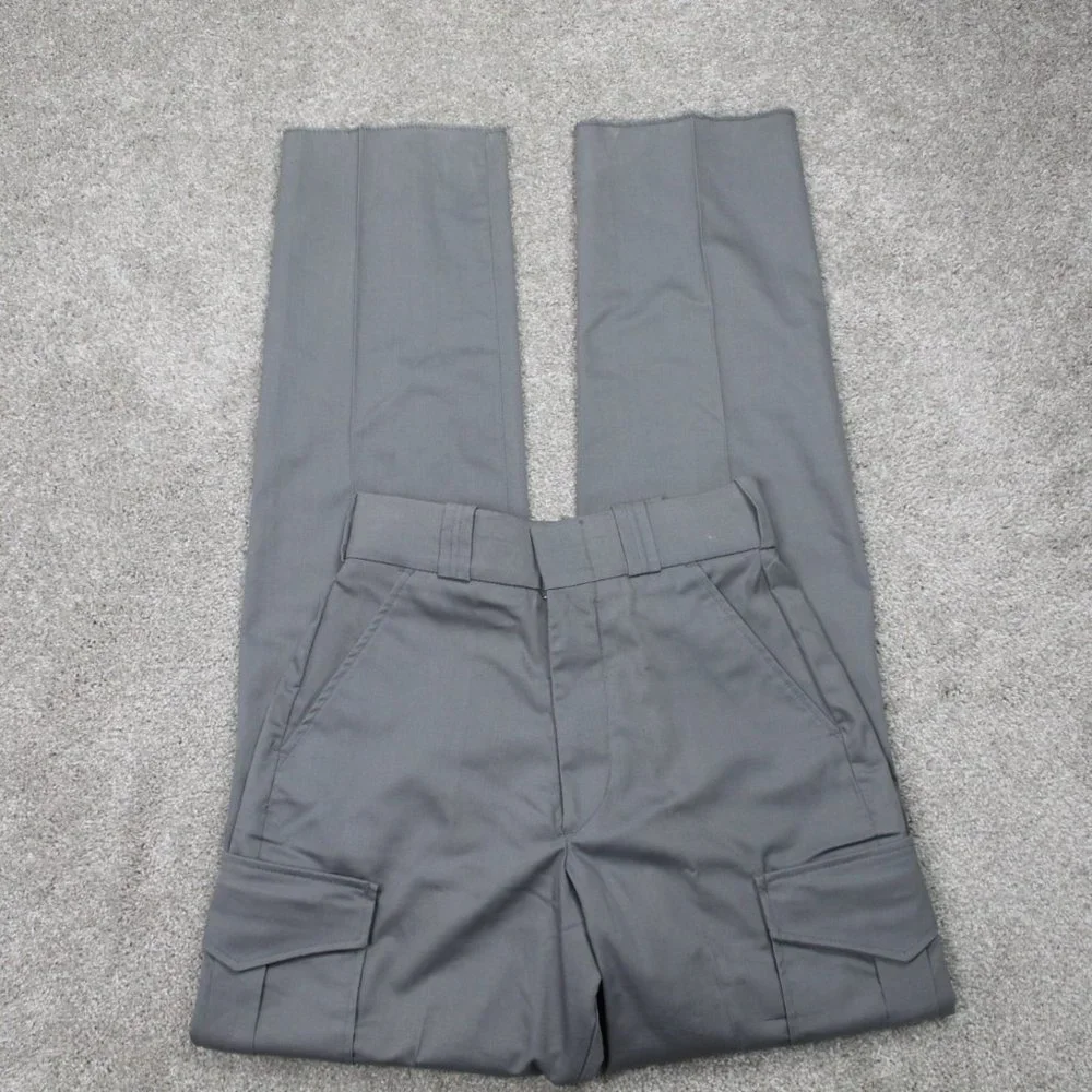 Elbeco Pants NWT Men 26 Gray Cargo Pocket Cotton/Polyester Straight Leg Unhemmed